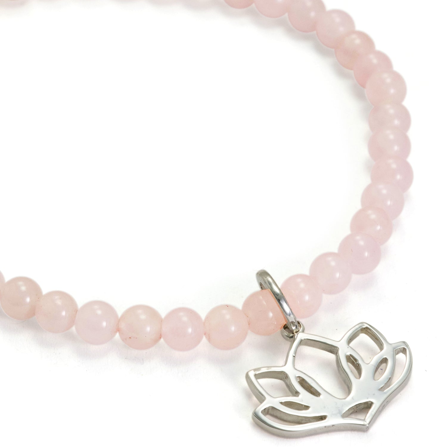 Lotus gemstone bracelet made of rose quartz and sterling silver by ETERNAL BLISS - Spiritual jewelry