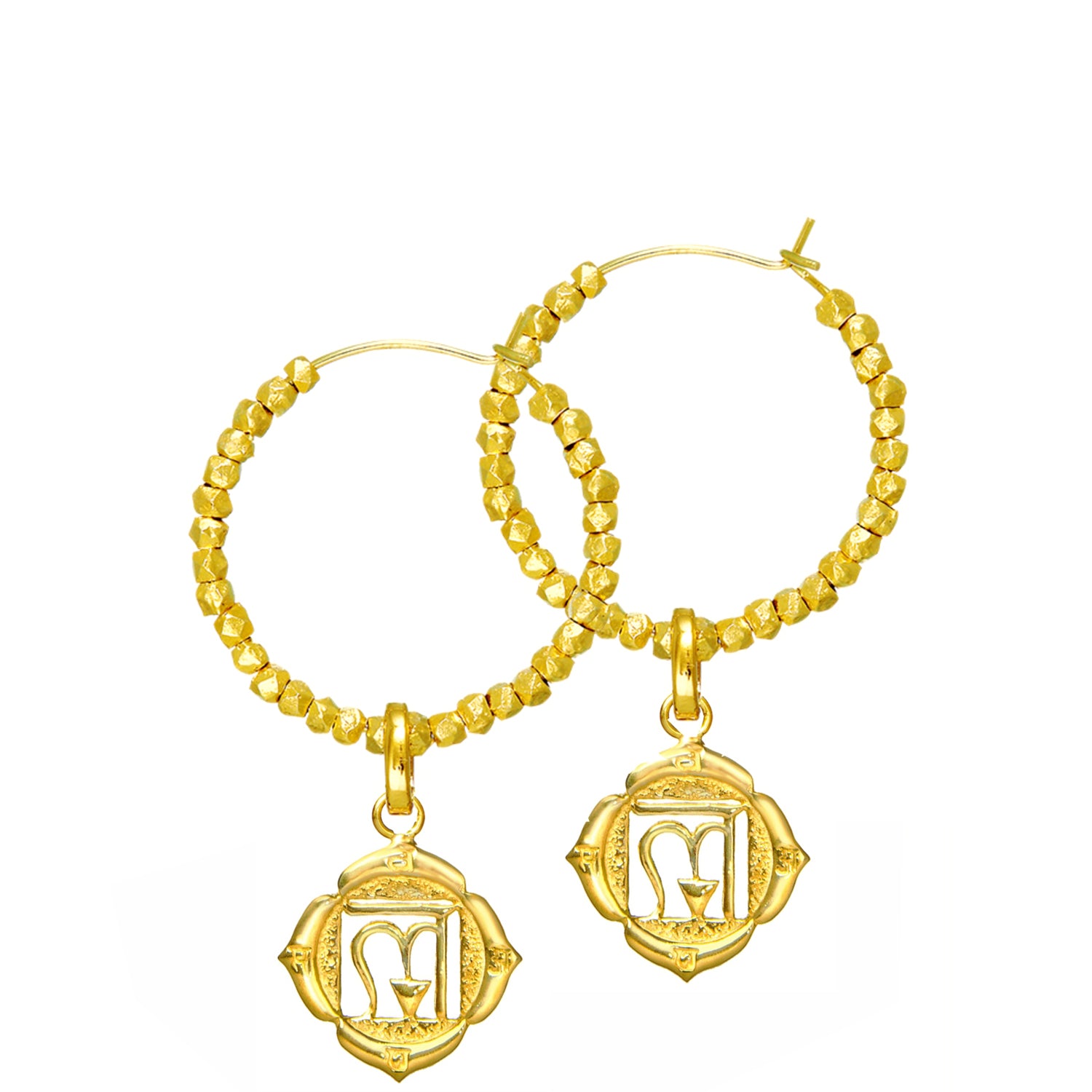 Wurzel oder Muladhara Chakra Kreolen  aus vergoldetem Sterling Silber von ETERNAL BLISS - Spiritueller Schmuck