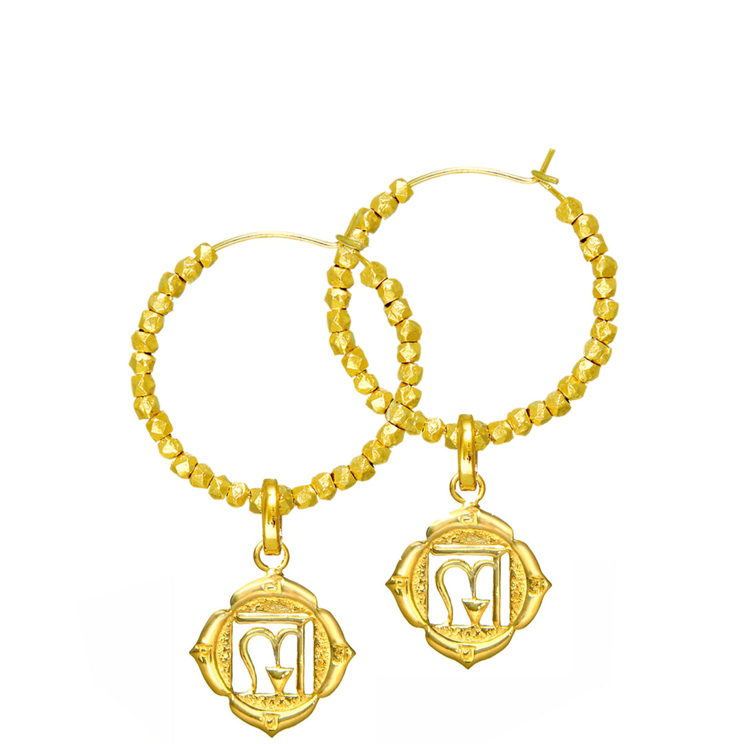 Wurzel oder Muladhara Chakra Kreolen  aus vergoldetem Sterling Silber von ETERNAL BLISS - Spiritueller Schmuck