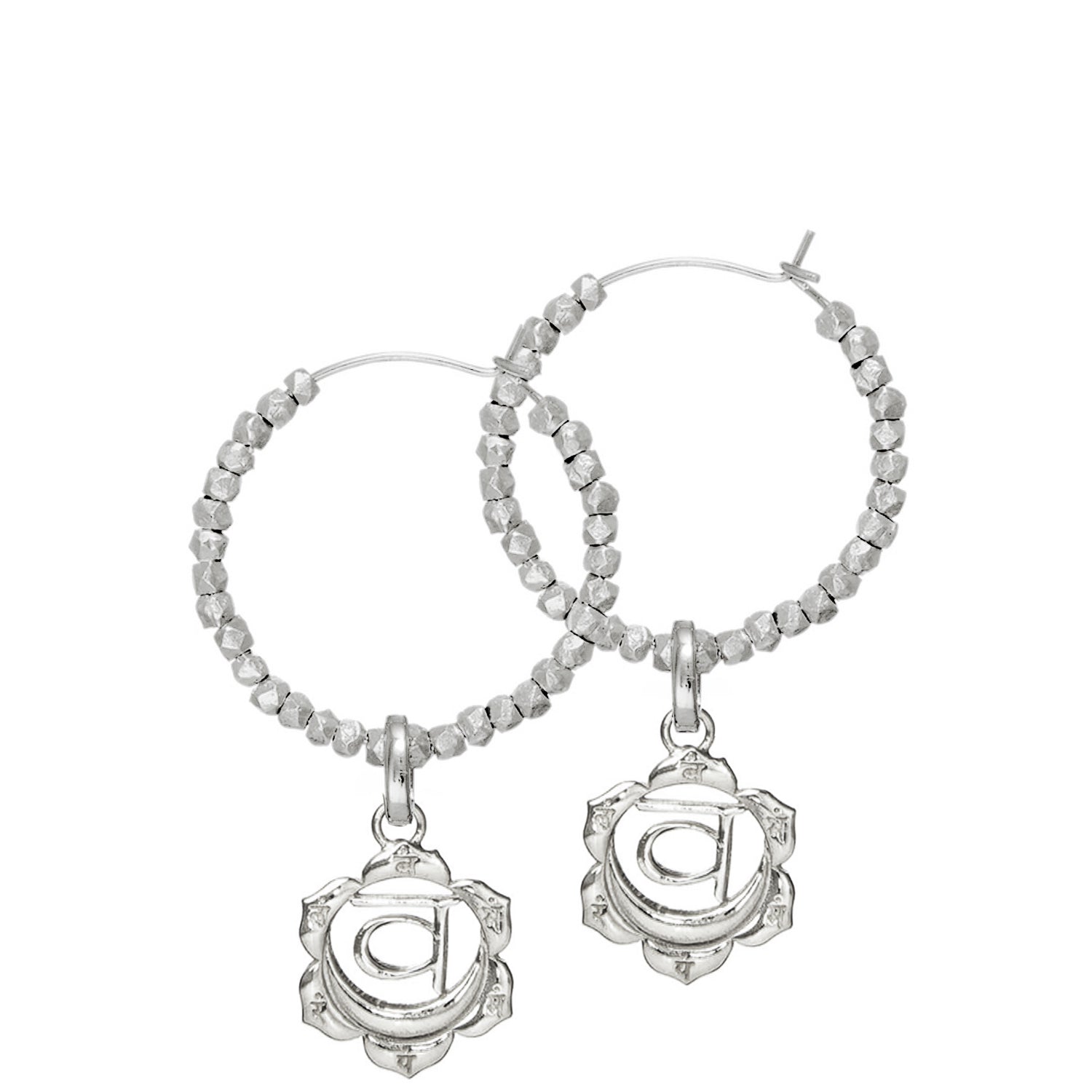 Sakral oder Svadhisthana Chakra Kreolen mit tibetischen Perlen verziert aus hochwertigem Sterling von ETERNAL BLISS - Spiritueller Schmuck