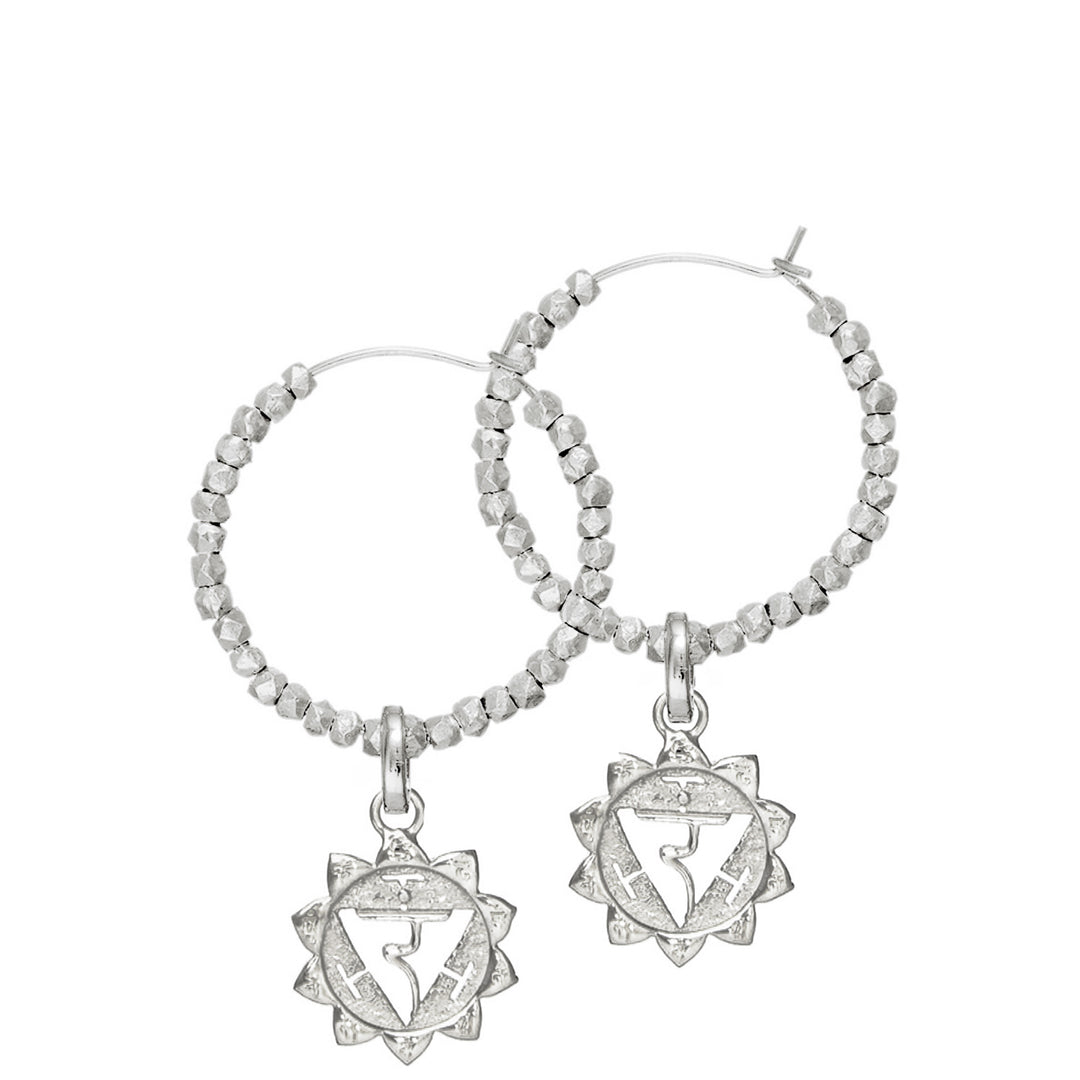 Solar Plexus oder Manipura Chakra Kreolen aus hochwertigem Sterling Silber mit balinesischen Perlen verziert von ETERNAL BLISS - Spiritueller Schmuck