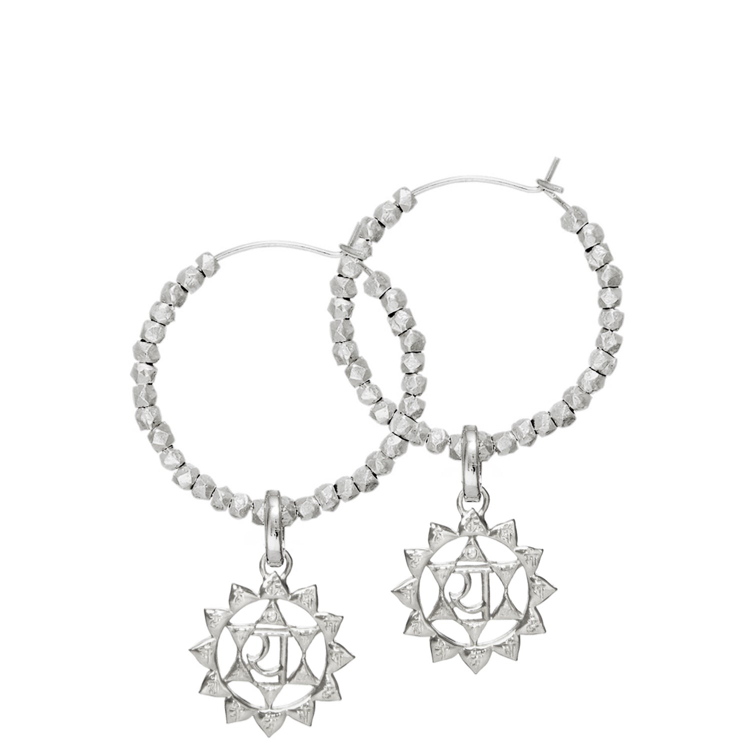 Herz oder Anahata Chakra Kreolen aus hochwertigem Sterling Silber mit balinesischen Perlen verziert von ETERNAL BLISS - Spiritueller Schmuck