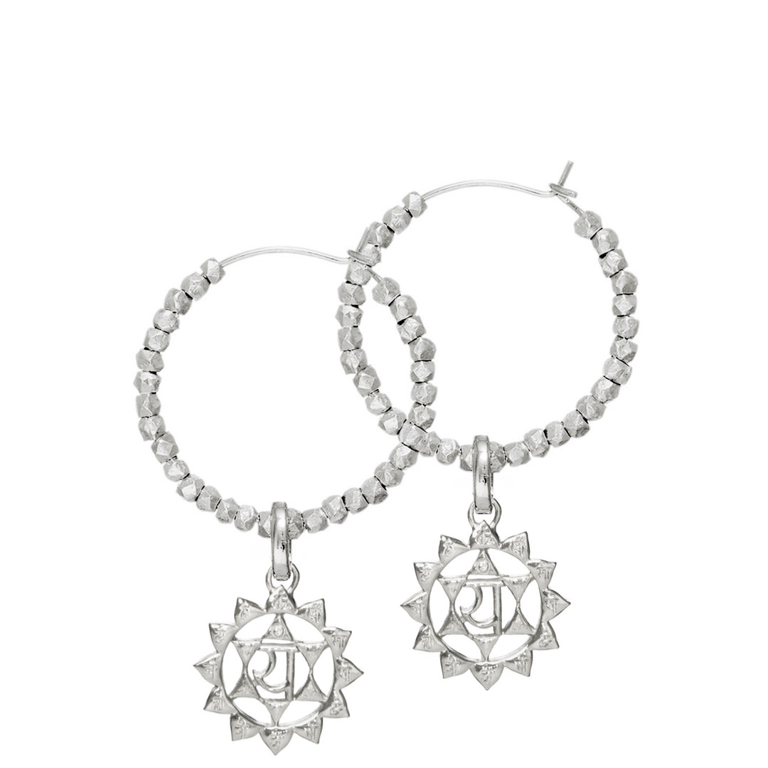 Herz oder Anahata Chakra Kreolen aus hochwertigem Sterling Silber mit balinesischen Perlen verziert von ETERNAL BLISS - Spiritueller Schmuck