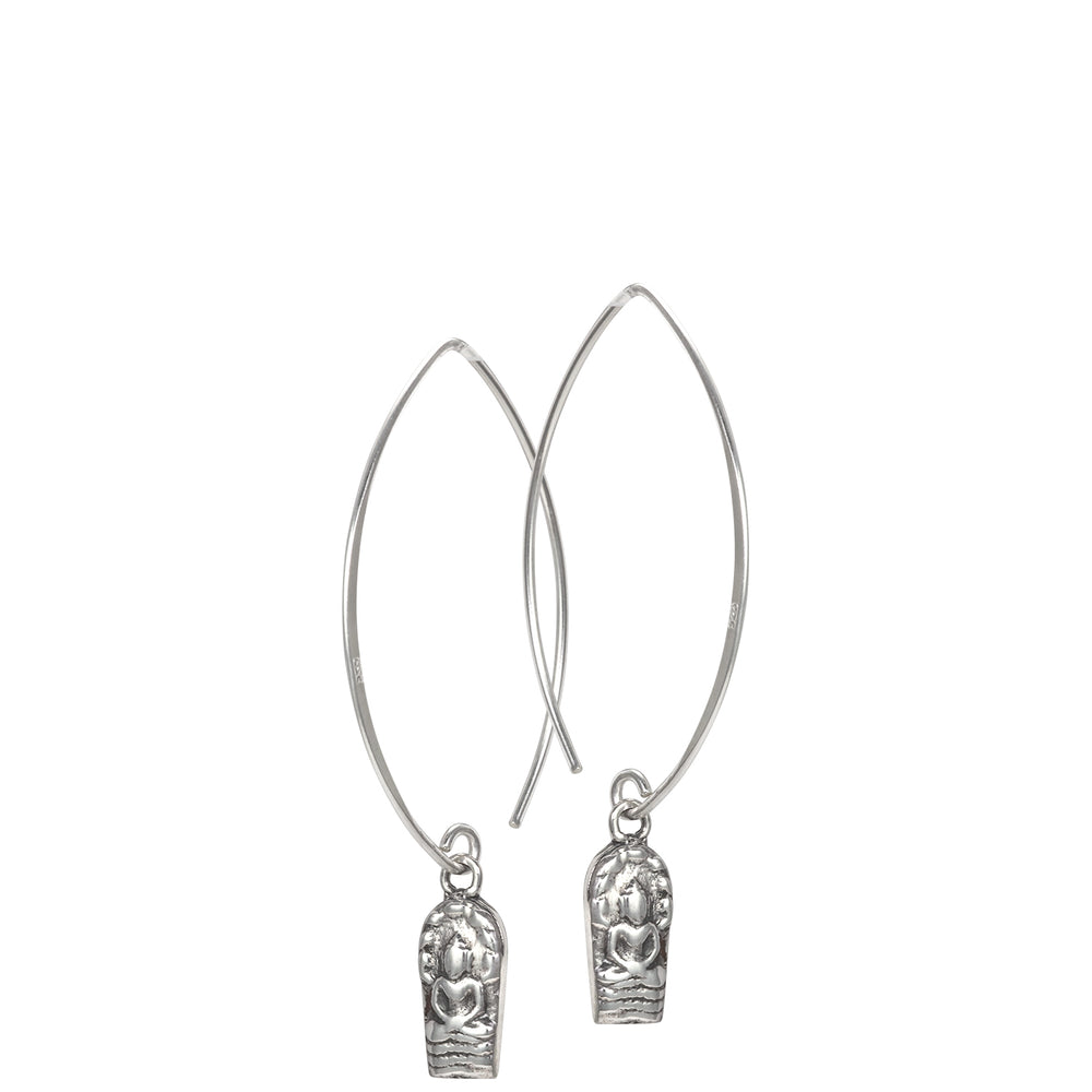 Finely detailed Buddha ear hook mini made of sterling silver handmade by ETERNAL BLISS - Spiritual jewelry