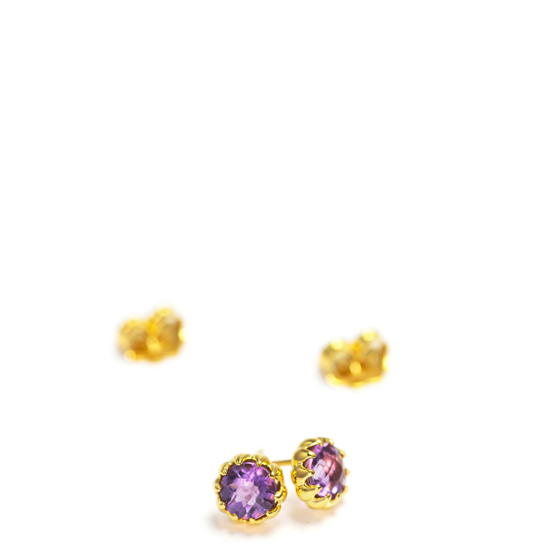 Edelstein Ohrstecker mit Amethyst  hochwertig vergoldet von ETERNAL BLISS - Spiritueller Schmuck