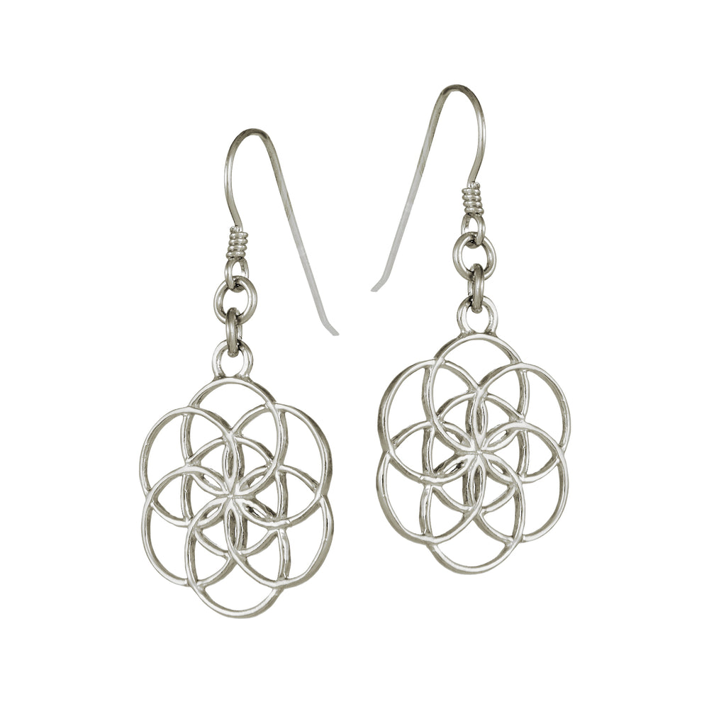 Seed of Life earrings made of sterling silver from the spiritual yoga jewellery collection