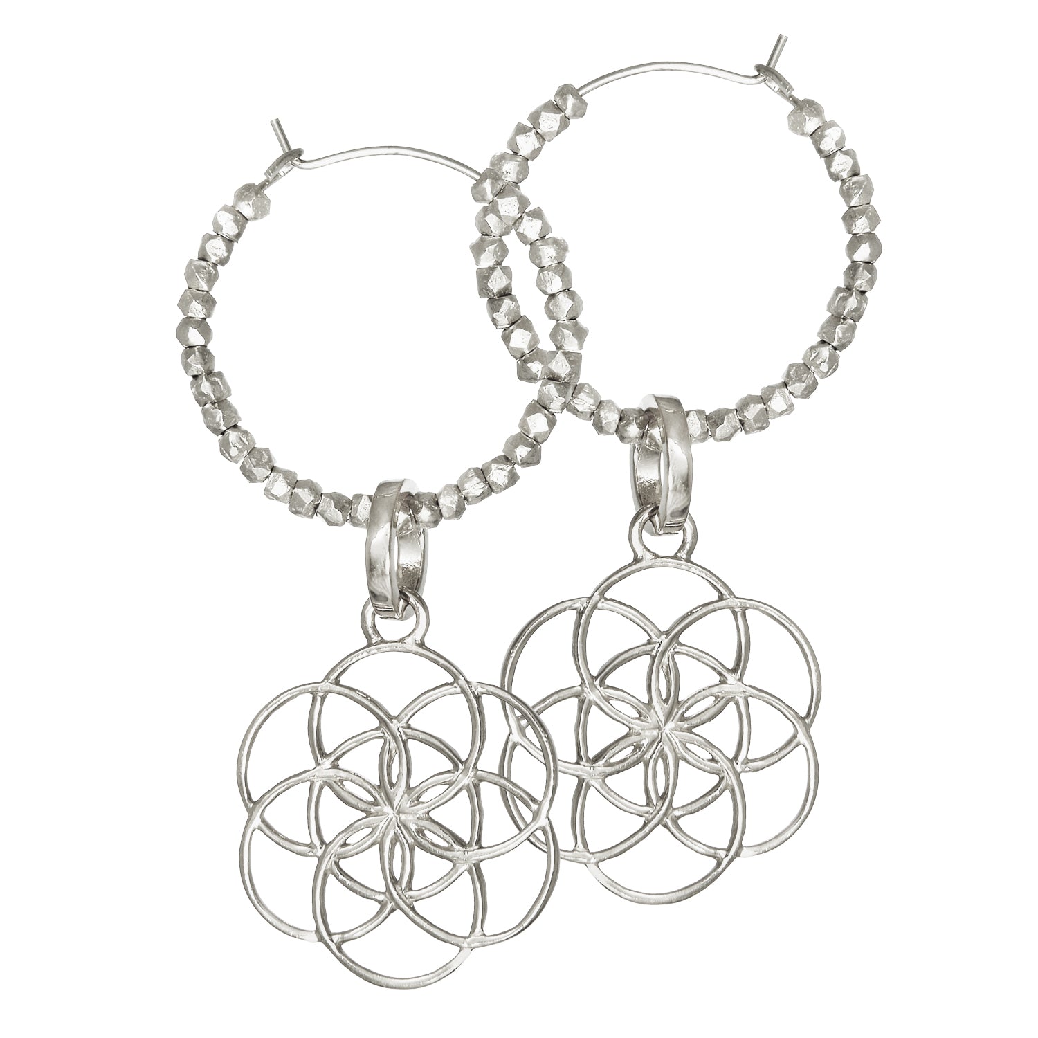 Samen des Lebens Kreolen mit Beads Silber  von Eternal Bliss - Spiritueller Schmuck