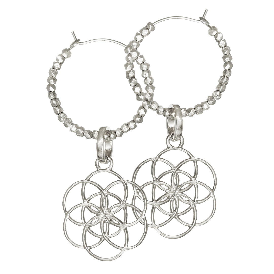 Samen des Lebens Kreolen mit Beads Silber  von Eternal Bliss - Spiritueller Schmuck