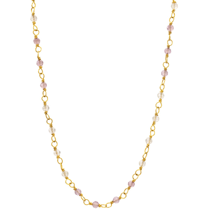Edelsteinhalskette "Mental Flow" aus hochwertig vergoldetem Sterling Silber mit Lavendar und Bergkristall von Eternal Bliss