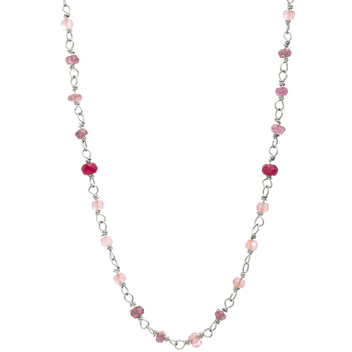 Edelstein-Halskette "Sakura" aus hochwertigem Sterling Silber mit Rubin, Bergkristall und Lavendar von Eternal Bliss