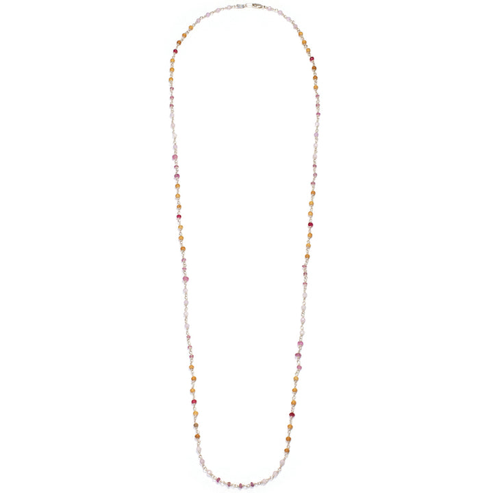 Gesamtansicht von Edelstein-Halskette "Sakura" aus hochwertigem Sterling Silber mit Rubin, Bergkristall, Lavendar und  Sandeholz von Eternal Bliss