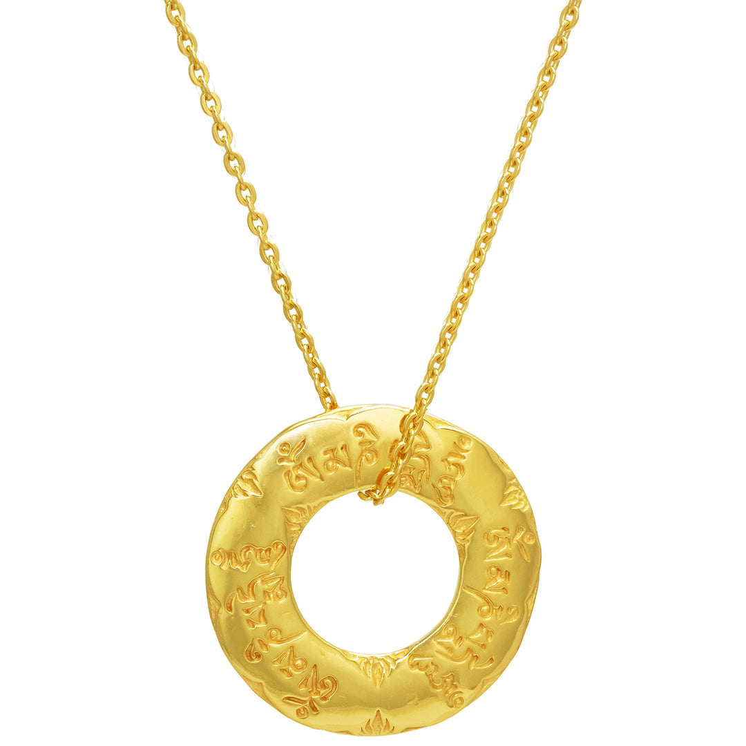 Om Mani Padme Hum Mantra Anhänger vergoldet mit Kette von ETERNAL BLISS - Spiritueller Schmuck