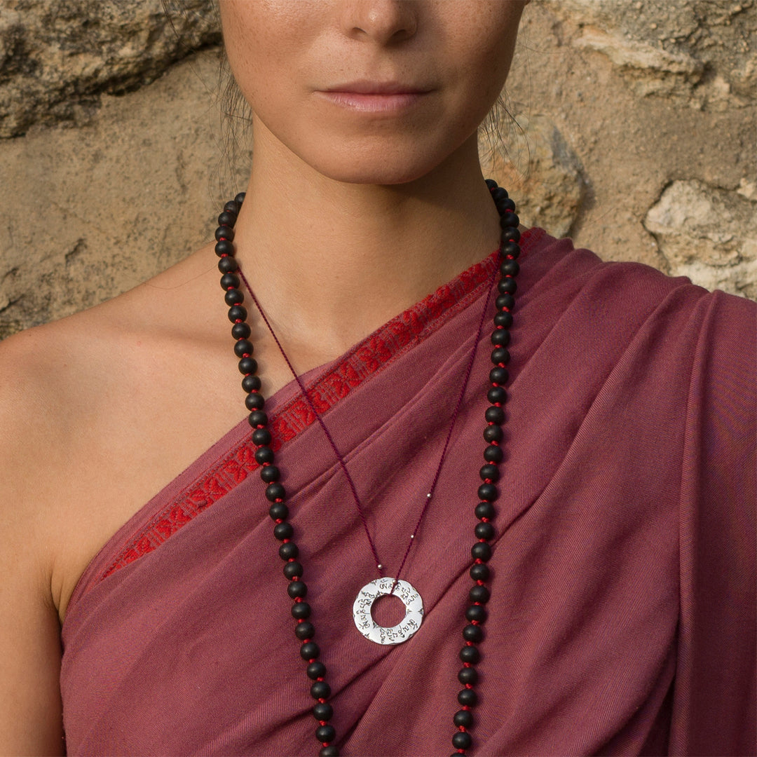 Om Mani Padme Hum mantra pendant silver