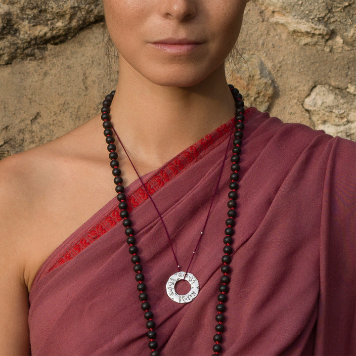 Om Mani Padme Hum mantra pendant silver