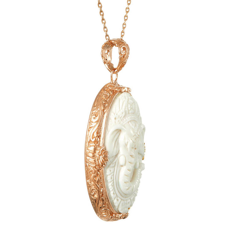 Rosegold-plated Ganesha pendant with OM  by ETERNAL BLISS - Spiritual Jewellery