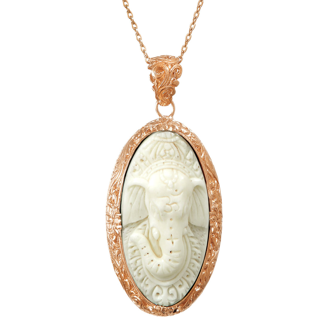 Ganesha Anhänger mit Om rosé vergoldet mit Kette von ETERNAL BLISS - Spiritueller Schmuck