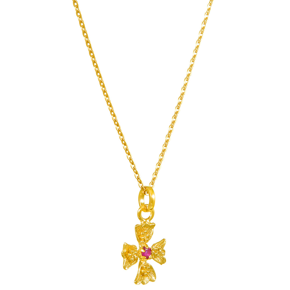 Southern Cross gold-plated pendant with ruby by ETERNAL BLISS - spiritual jewellery