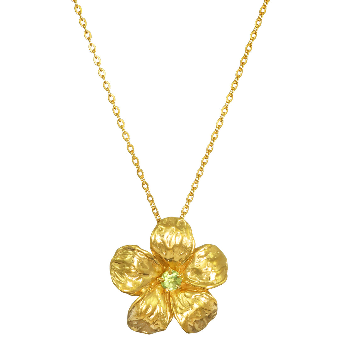 Blütenanhänger Pale Sundew vergoldet mit Kette von ETERNAL BLISS - Spiritueller Schmuck