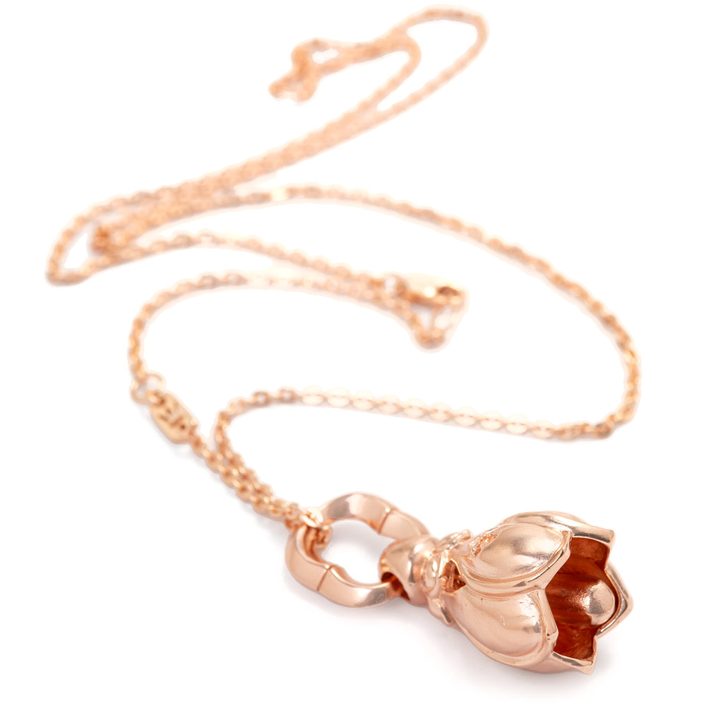 Lotus bell pendant rose gold plated with necklace by ETERNAL BLISS - Spiritual Jewelry