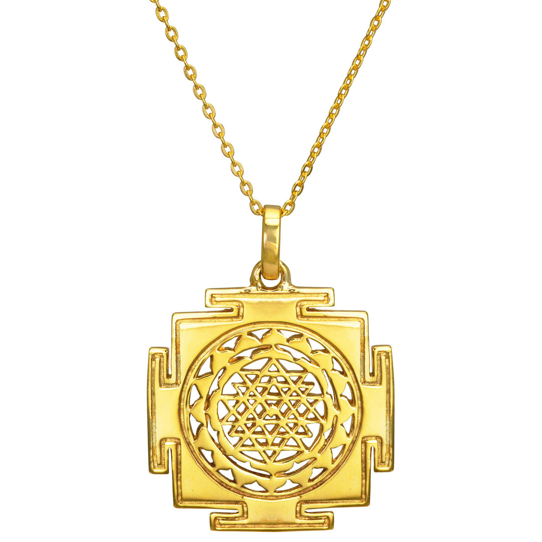 Mystischer Sri Yantra Anhänger aus hochwertig vergoldetem Sterling Silber  von ETERNAL BLISS - Spiritueller Schmuck
