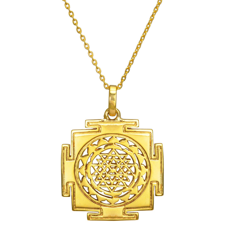 Mystischer Sri Yantra Anhänger aus hochwertig vergoldetem Sterling Silber  von ETERNAL BLISS - Spiritueller Schmuck