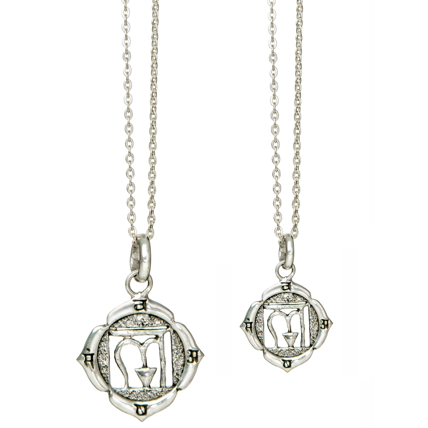 Root or Muladhara Chakra Pendant with Beej Mantra Symbol in Sterling Silver in Two Different Sizes by ETERNAL BLISS - Spiritual Jewelry