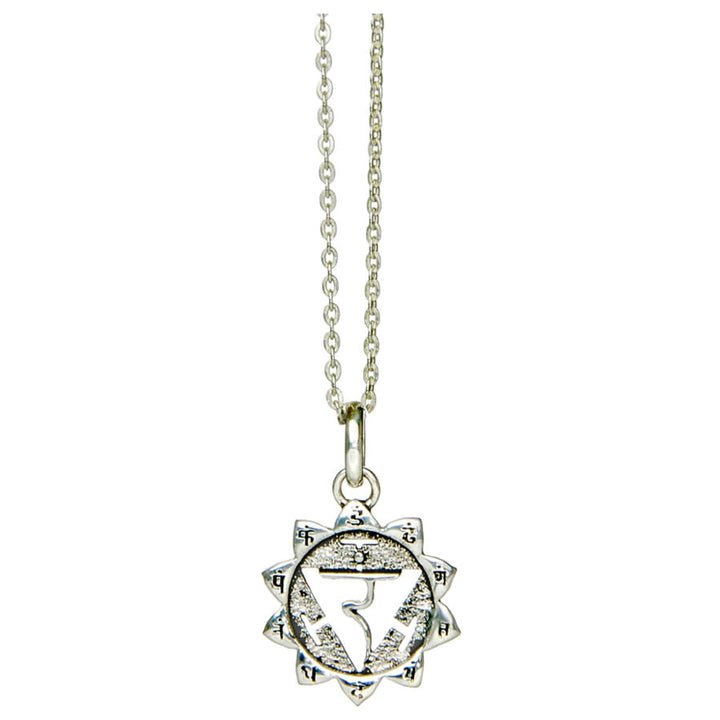 Solar Plexus oder Manipura Chakra Anhänger mit Mantra Silber mit Kette von ETERNAL BLISS - Spriritueller Schmuck
