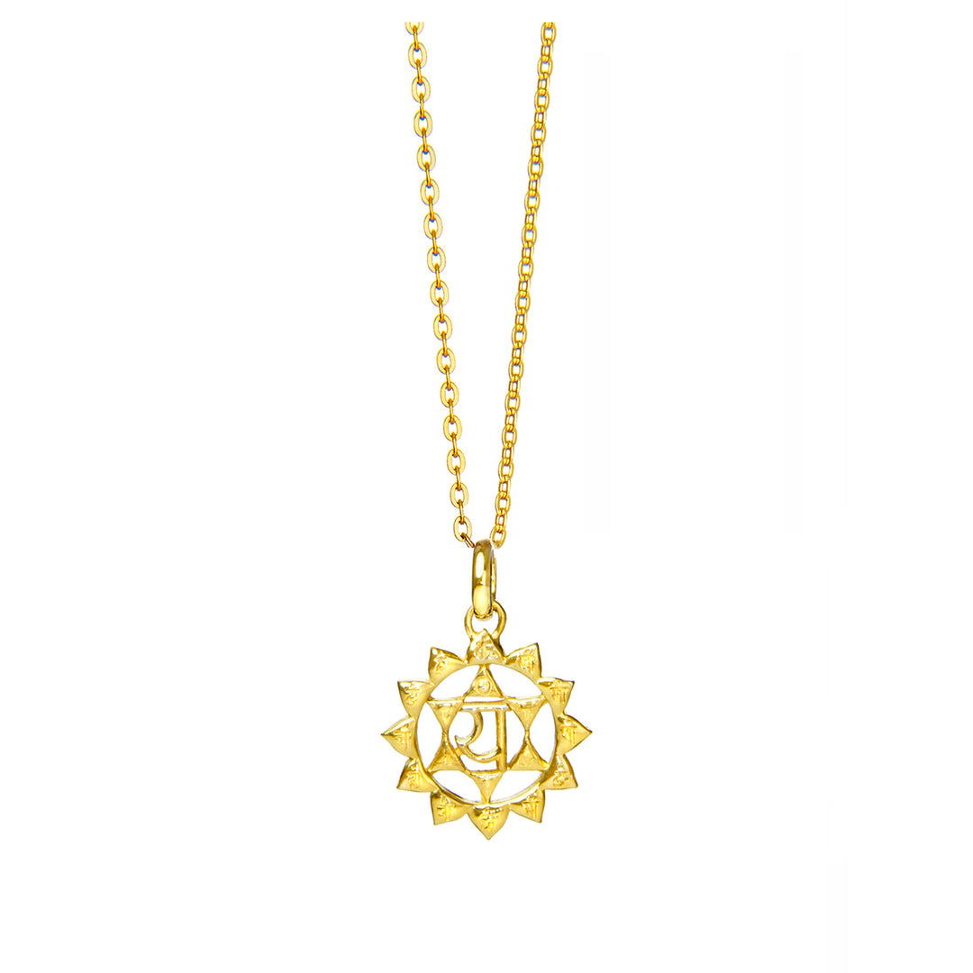 Kleiner Herz Chakra Anhänger mit Mantra vergoldet mit Kette von ETERNAL BLISS - Spriritueller Schmuck