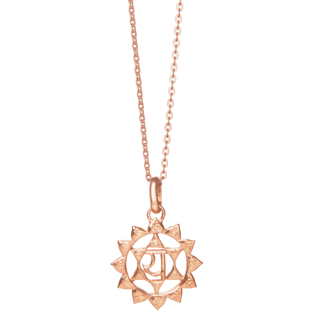 Hochwertig rosévergoldeter Herz Chakra Anhänger  mit Kette von ETERNAL BLISS - Spriritueller Schmuck