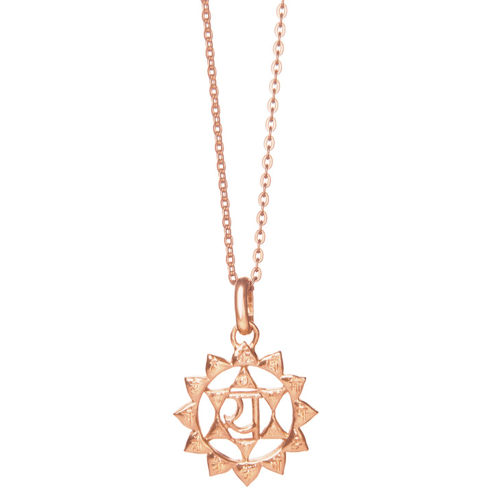 Hochwertig rosévergoldeter Herz Chakra Anhänger  mit Kette von ETERNAL BLISS - Spriritueller Schmuck