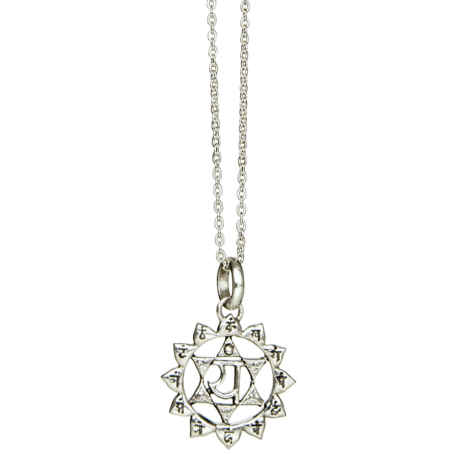 Herz oder Anahata Chakra Anhänger mit Mantra aus Sterling Silber von ETERNAL BLISS - Spriritueller Schmuck