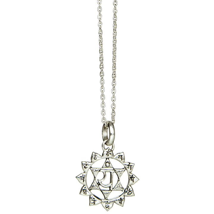 Herz oder Anahata Chakra Anhänger mit Mantra aus Sterling Silber von ETERNAL BLISS - Spriritueller Schmuck