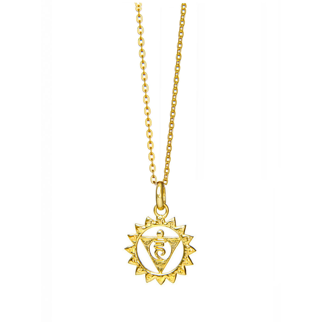 Kleiner Hals Chakra Anhänger mit Mantra vergoldet von ETERNAL BLISS - Spriritueller Schmuck