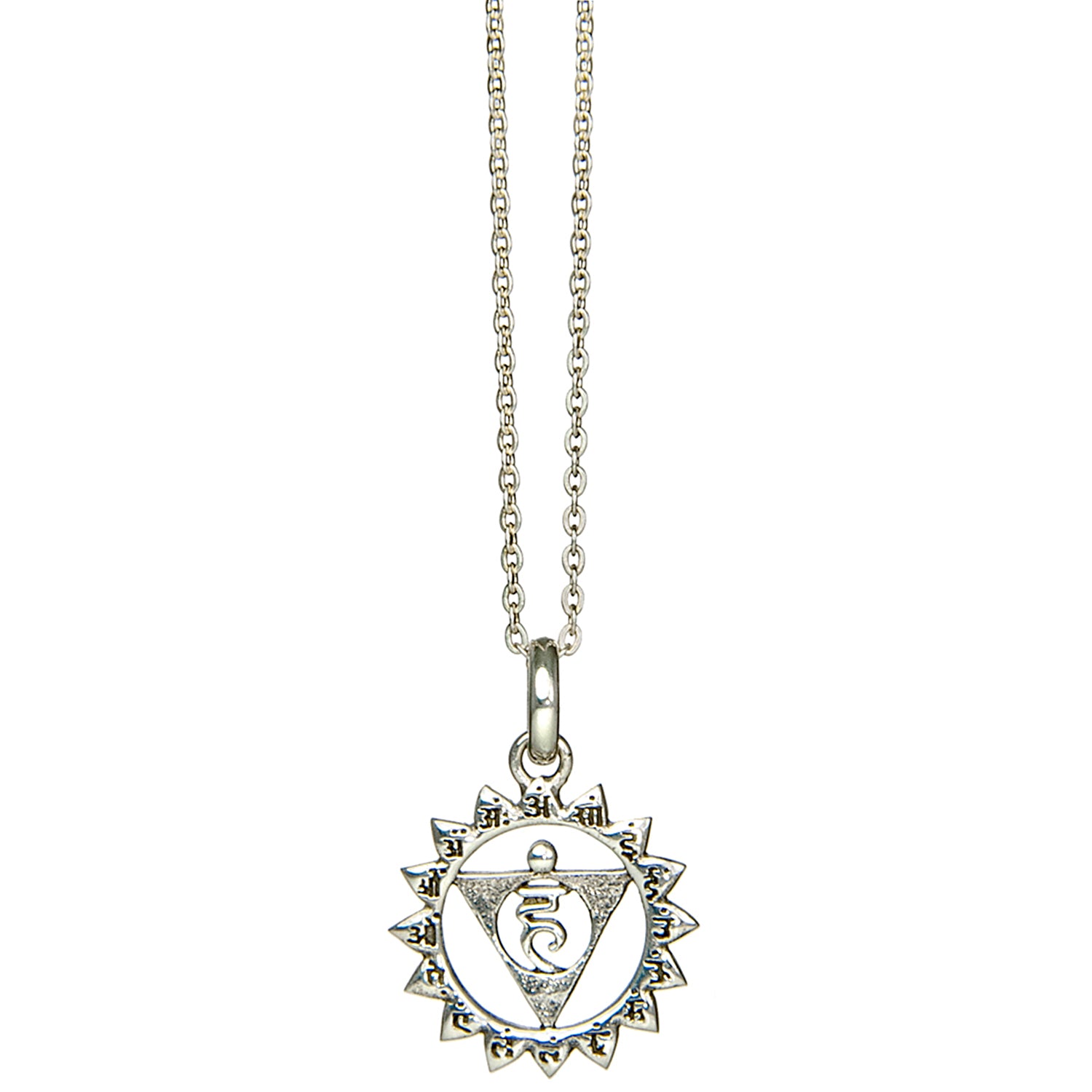 Hals oder Vishuddha Chakra Anhänger mit Mantra Silber mit Kette von ETERNAL BLISS - Spriritueller Schmuck