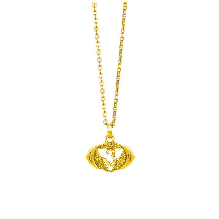 Kleiner Stirn Chakra Anhänger mit Mantra aus hochwertig vergoldetem Sterling Silber  mit Kette von ETERNAL BLISS - Spriritueller Schmuck