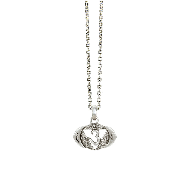 Kleiner Stirn Chakra Anhänger mit Mantra aus hochwertigem Sterling Silber mit Kette von ETERNAL BLISS - Spiritueller Schmuck