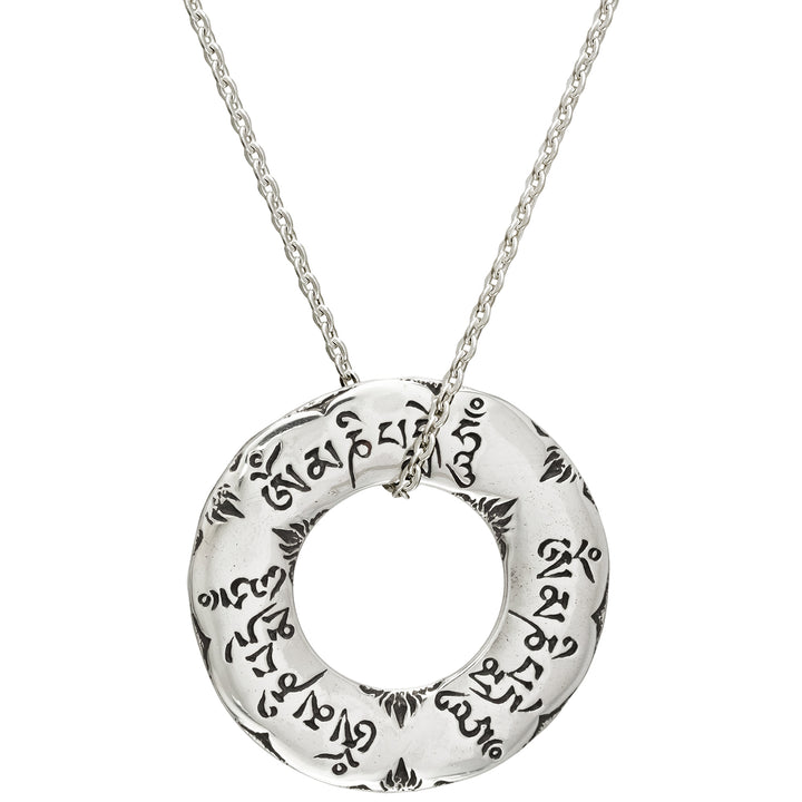 Großer Om Mani Padme Hum Mantra Anhänger aus Sterling Silber von ETERNAL BLISS - Spiritueller Schmuck