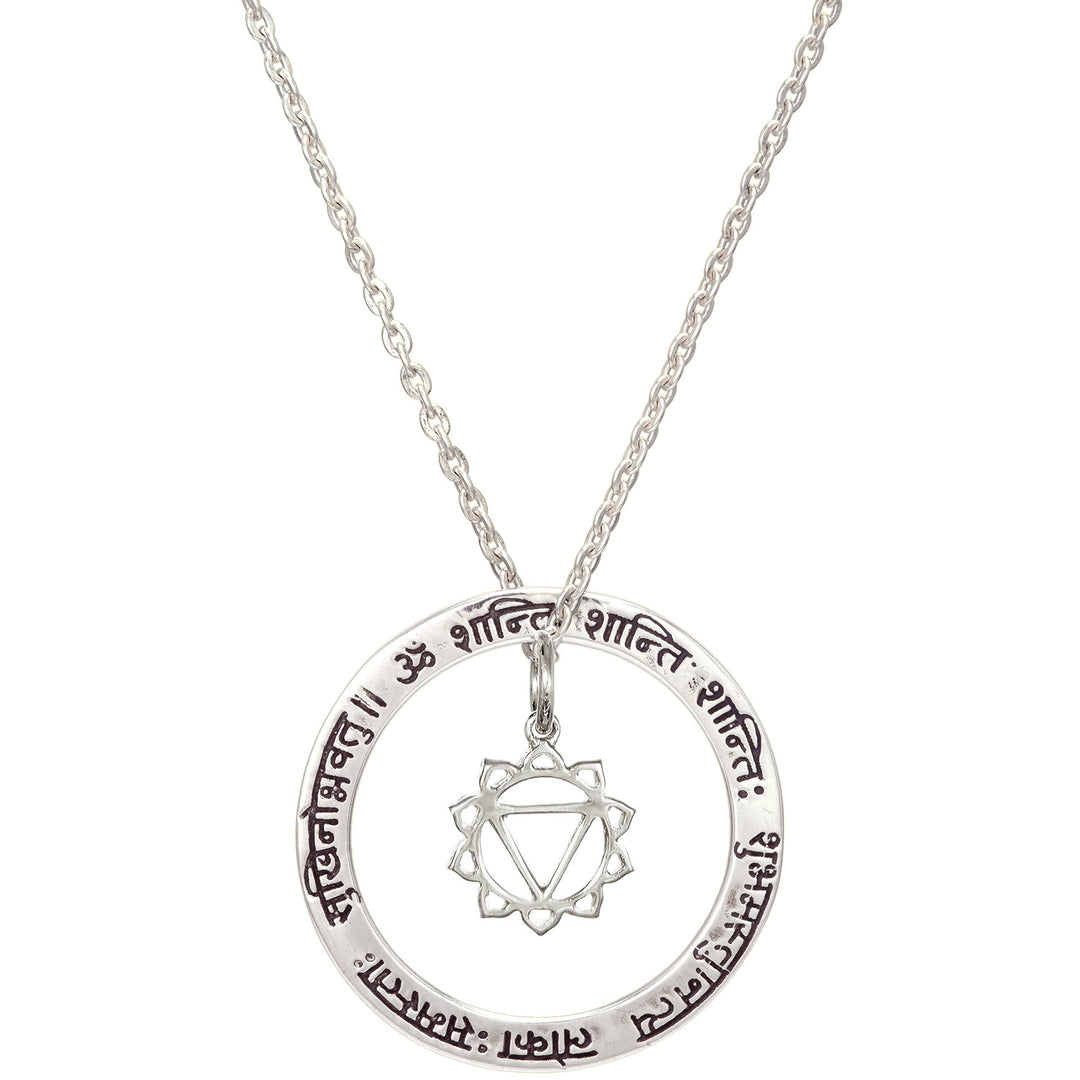 Spirituelle Schutzkette mit Mangala Mantra und Solarplexus Chakra Symbol aus Sterling Silber