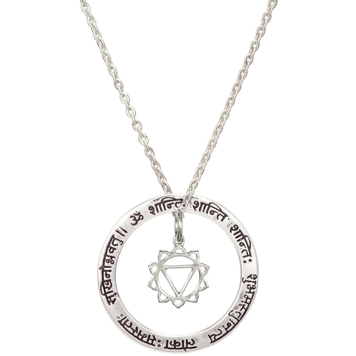 Spirituelle Schutzkette mit Mangala Mantra und Solarplexus Chakra Symbol aus Sterling Silber