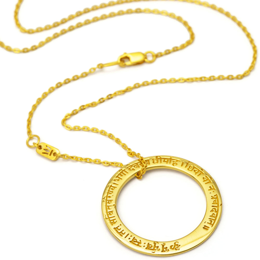 24k Gold Plated Sterling Silver Gayatri Mantra Pendant from Eternal Bliss from the Yoga Jewelry Collection