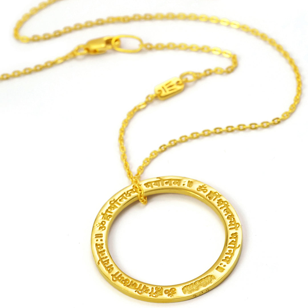Lakshmi Mantra Necklace in Sterling Silver Gold Plated by Eternal Bliss from the Yoga Jewelry Collection