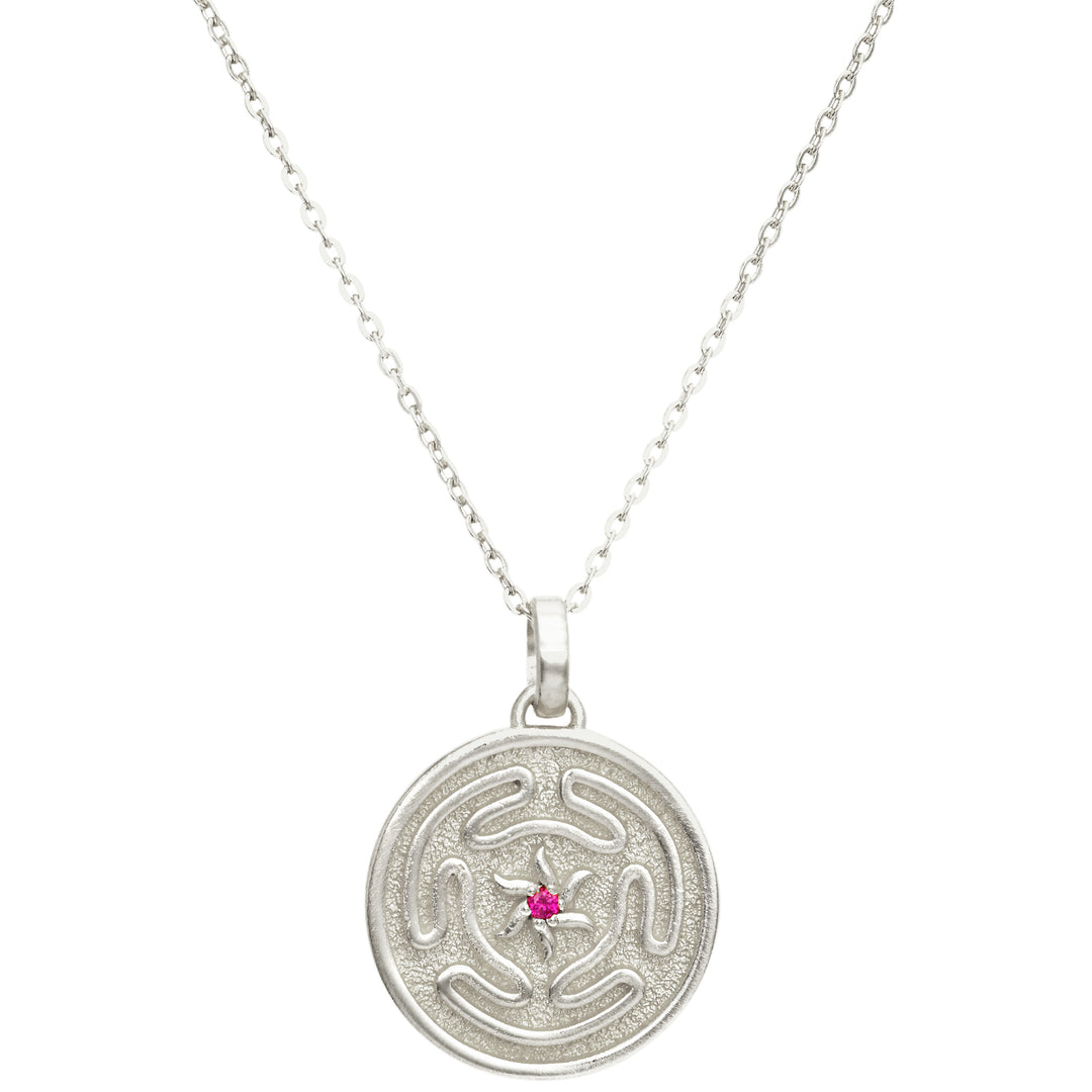 Hekates Rad Anhänger mit Rubin aus hochwertig Sterling Silber