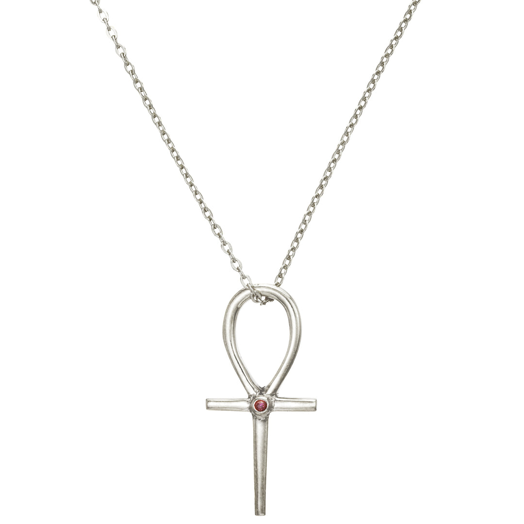 Ankh Anhänger Silber mit Rubin - Schlüssel des Lebens 