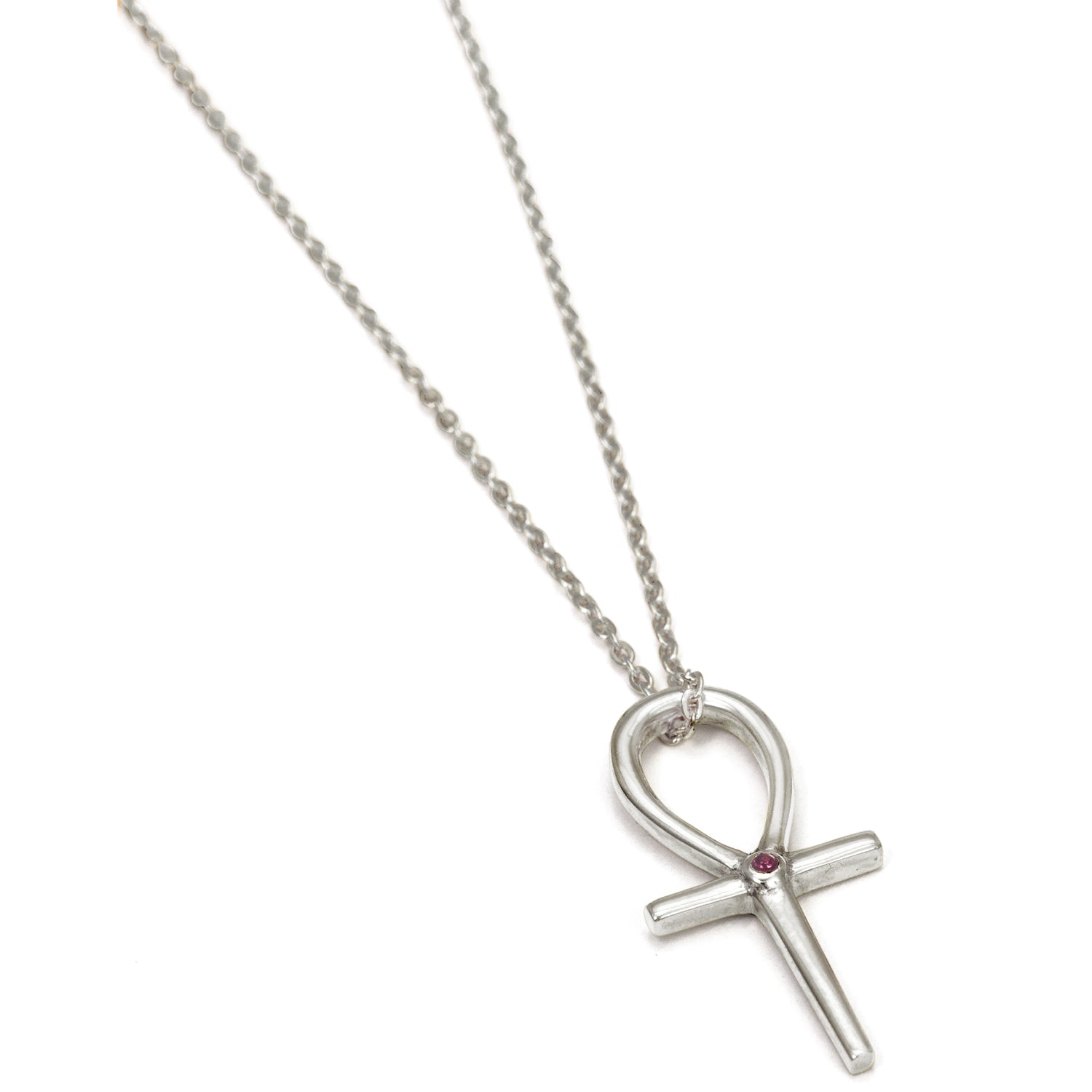 Ankh pendant silver with ruby - key of life