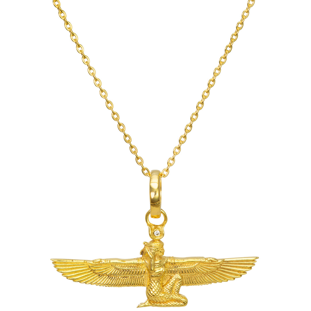 Vergoldeter Göttin Isis Anhänger mit Bergkristall von ETERNAL BLISS - Ägyptischer Schmuck