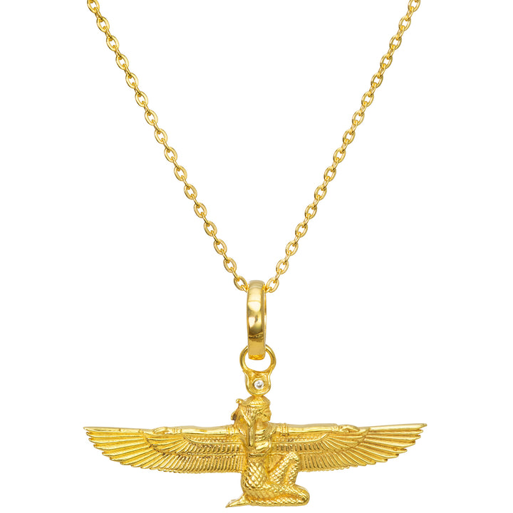 Vergoldeter Göttin Isis Anhänger mit Bergkristall von ETERNAL BLISS - Ägyptischer Schmuck