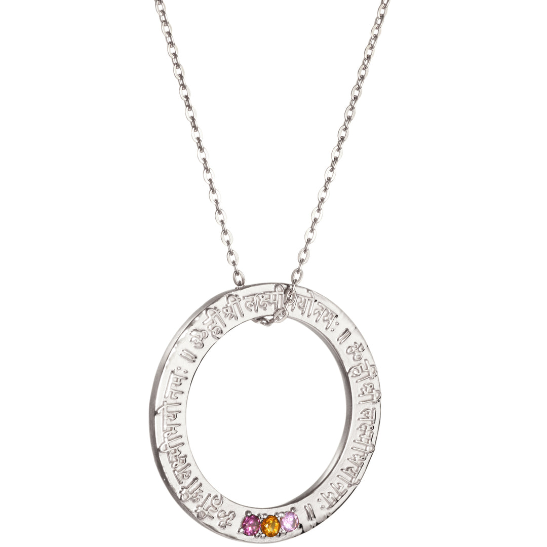 Lakshmi Mantra Anhänger aus Sterling Silber mit Zitrin und Turmalin von ETERNAL BLISS aus der Spirituellen Yoga Schmuckkollektion - Mantra Reichtum und Fülle