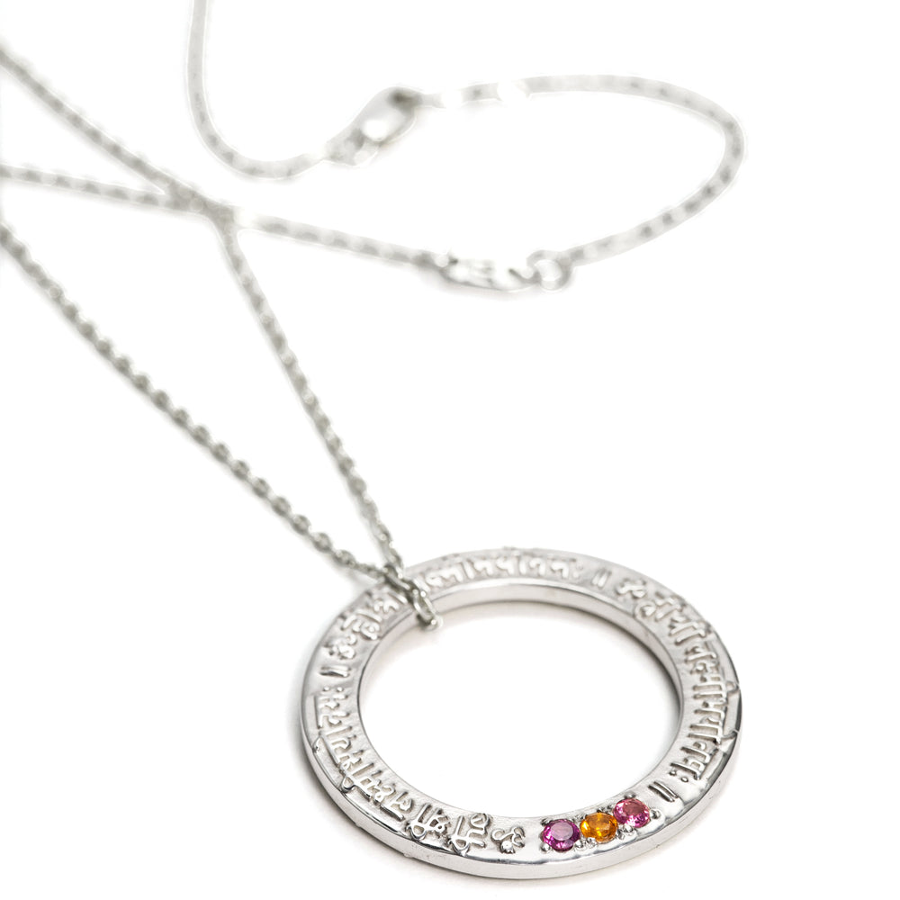 Lakshmi Mantra Pendant in Sterling Silver with Citrine and Tourmaline from ETERNAL BLISS from the Spiritual Yoga Jewelry Collection - Mantra Wealth and Abundance