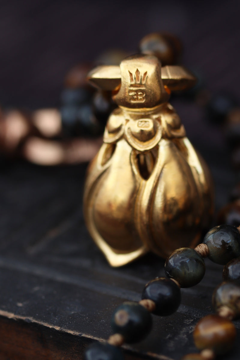 Spiritual jewelry collection: Lotus pendant in sterling silver with gemstone chains