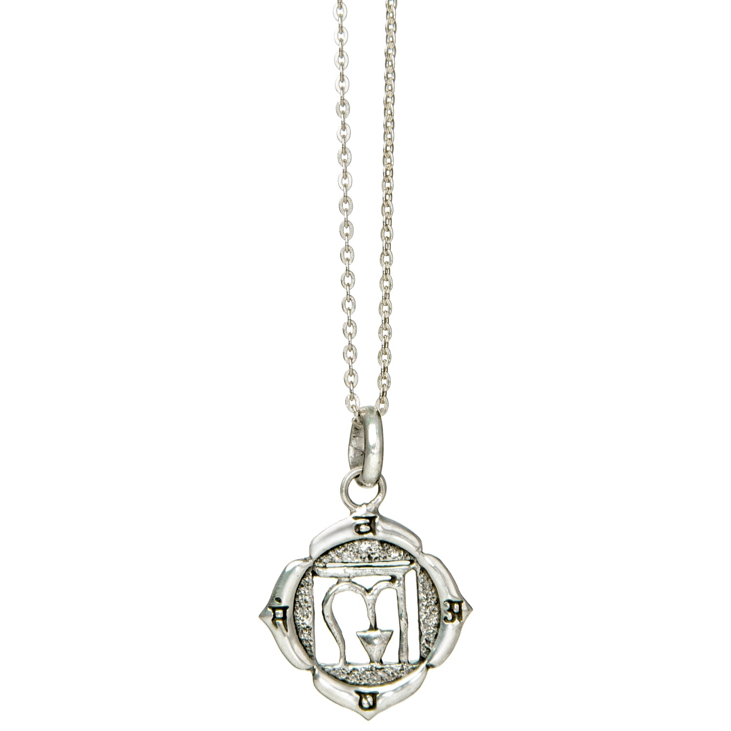 Muladhara Chakra Anhänger mit Beej Mantra Symbol aus Sterling Silber mit Kette von ETERNAL BLISS - Spriritueller Schmuck